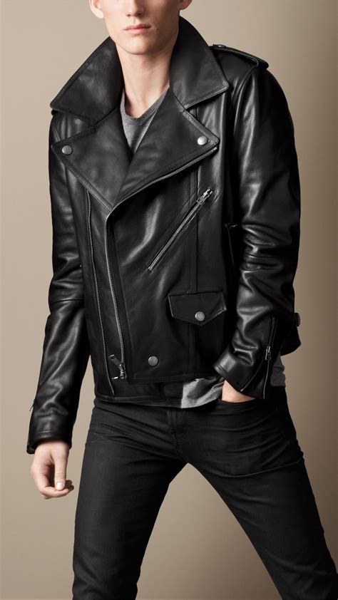 burberry brit leather jacket mens